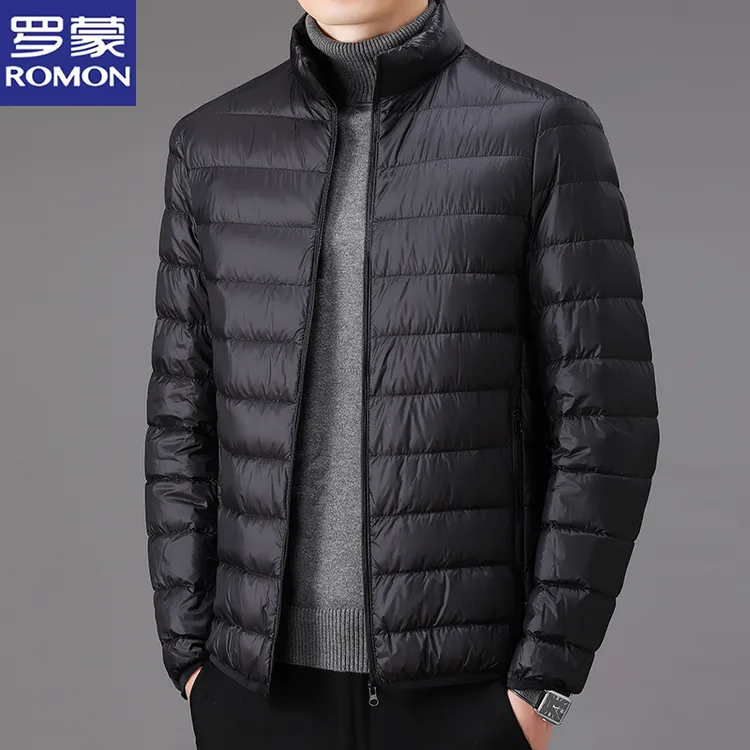 罗蒙轻薄羽绒服男休闲保暖立领外套秋冬季男士百搭轻便鸭绒服男款