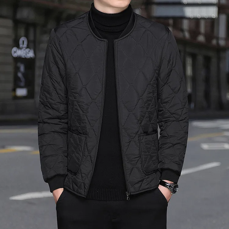 男士加绒加厚保暖内穿打底棉服秋冬季爸爸装立领宽松内胆棉衣外套