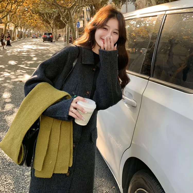 赫本风毛呢外套女春秋小个子学生2025新款洋气百搭休闲双面呢大衣