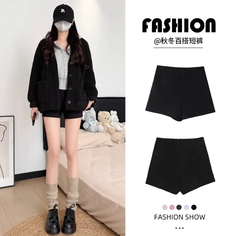 【热裤】黑色短裤西装弹力外穿紧身包臀裤2025百搭显瘦高腰辣妹热裤