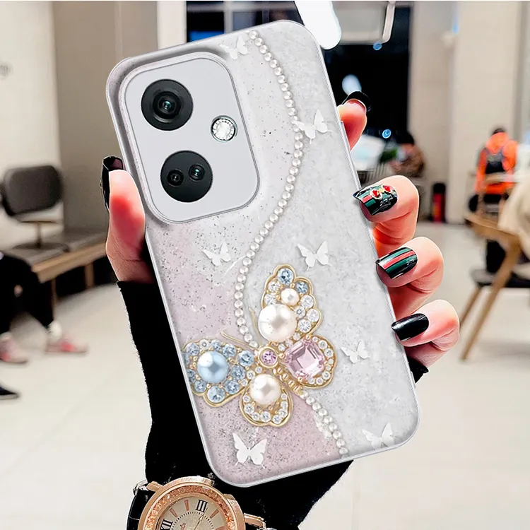 适用OPPOReno13水凝壳Reno13Pro手机壳钻石蝴蝶时尚潮防摔保护套