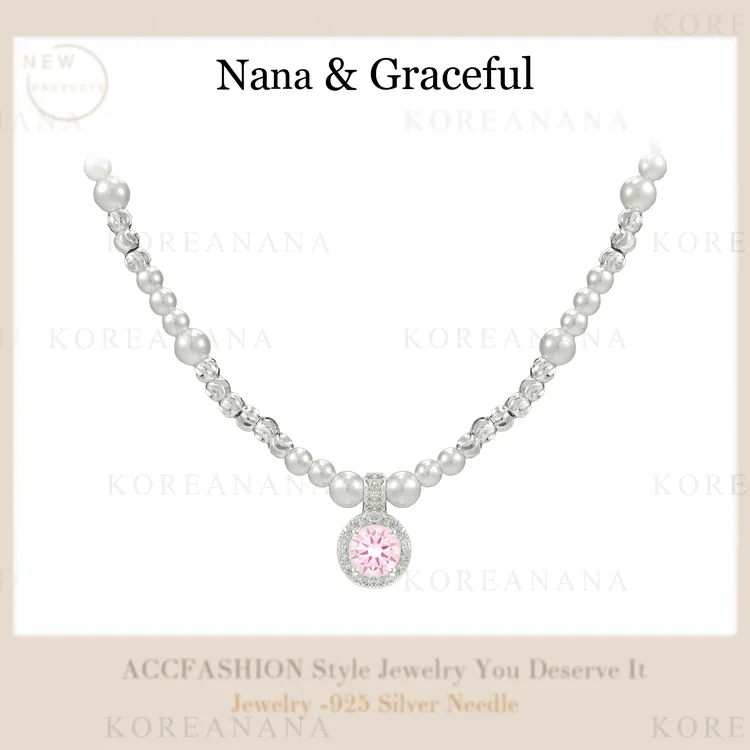 铜合金仿珍珠项链 「浅粉小圆糖」小号版浪漫高级温柔轻奢项链E257