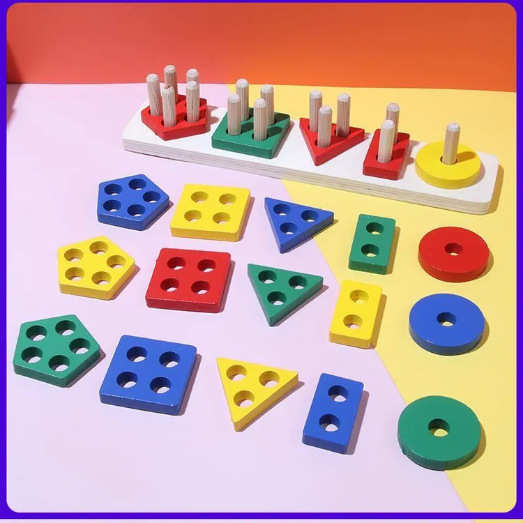 智力套柱积木教具宝宝认知益智婴幼儿童早教儿童蒙氏几何玩具女孩
