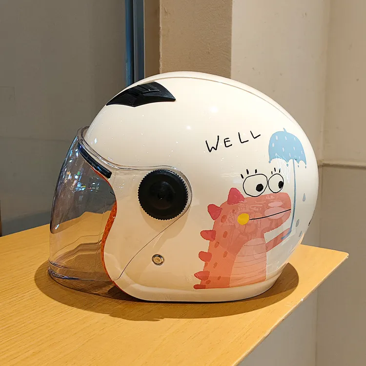 3c认证冬季电动儿童头盔新国标安全帽可爱小恐龙保暖防风半盔骑行