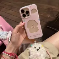 粉粉镂空爱心小狗适用iPhone16promax手机壳苹果15Pro少女14/13