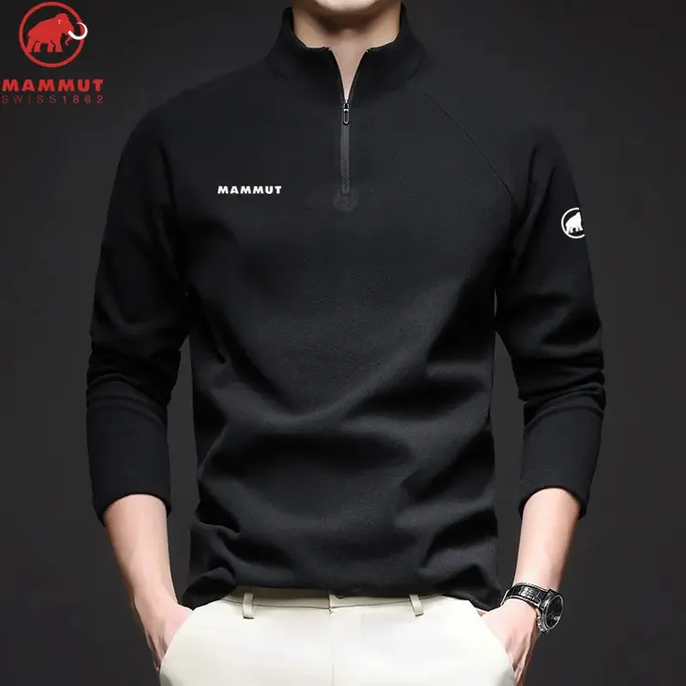 瑞士大象秋冬保暖速干卫衣男士运动休闲半拉链领长袖T恤打底衫