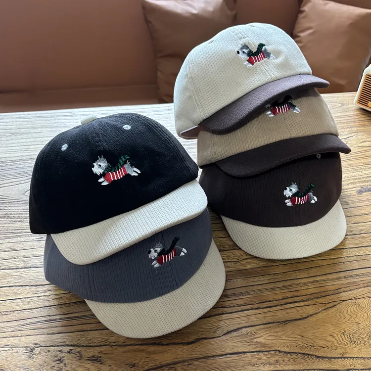 宝宝帽子秋冬款棉呢韩版洋气刺绣短檐棒球帽男童小孩帅气鸭舌帽