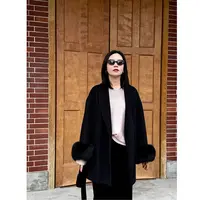 贵妇大衣|精致感满芬显瘦秋冬手工双面呢黑色大衣