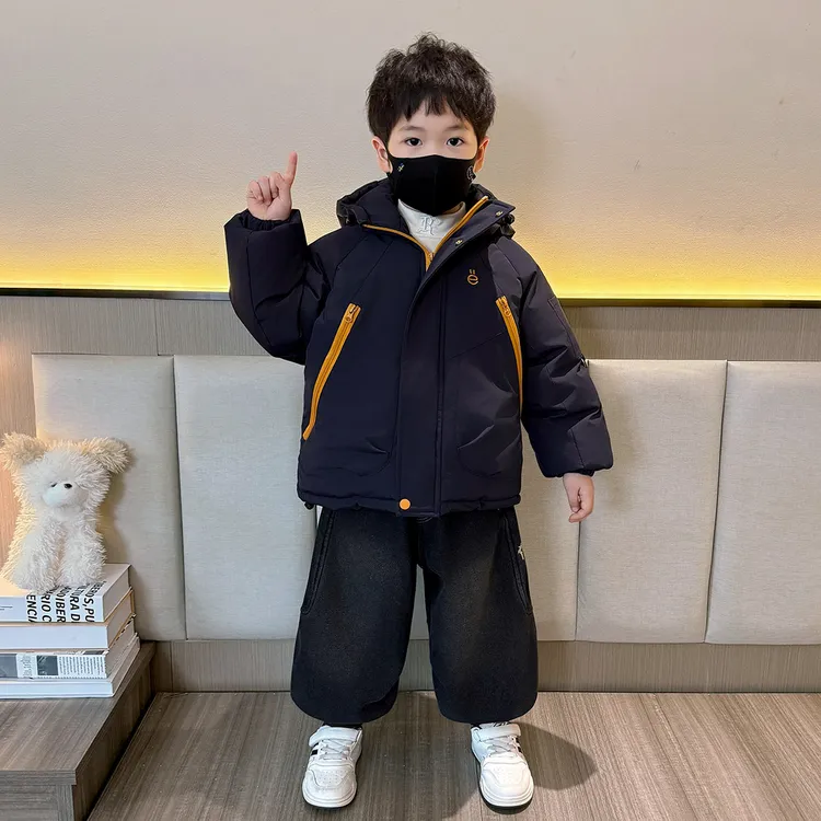 男童棉服冬季加厚2025新款儿童痞帅连帽拉链棉衣小男孩保暖棉袄潮