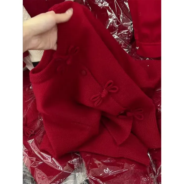 跨年圣诞氛围感穿搭针织开衫秋冬季大码胖MM百搭减龄显瘦外穿毛衣