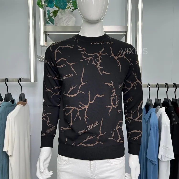 VIXIUS/维哲25年秋季薄男士轻奢时尚长袖圆领T恤百搭针织衫#V158