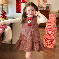 栀了成长记女童装圣诞新年背心裙2025冬季儿童可爱甜美加绒连衣裙