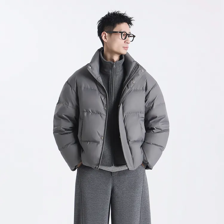 GCCDUPE77『赴春约』90白鸭绒面包服毛呢拼接假两件设计绗缝羽绒服