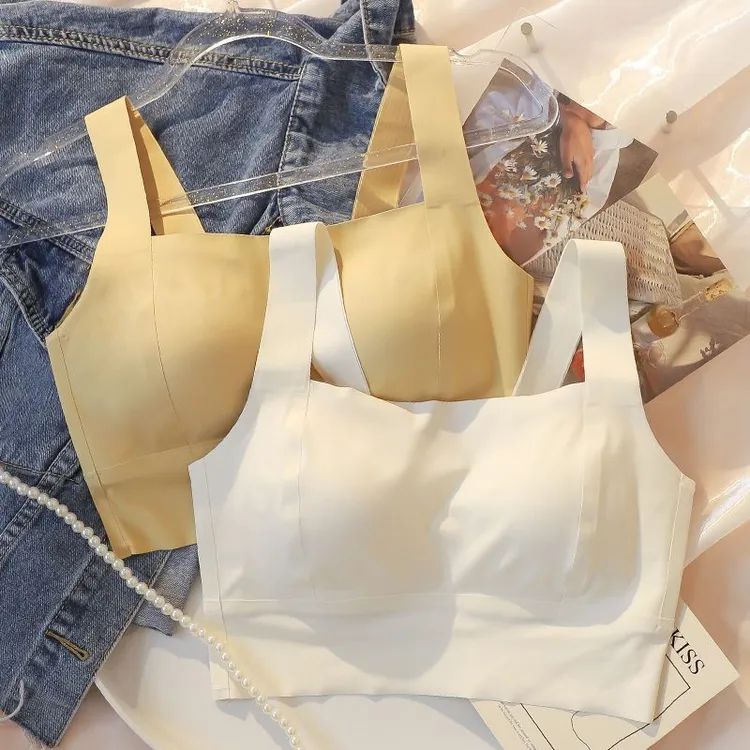 无痕裸感运动内衣女薄款跑步防震防下垂大胸显小胸背心抹胸式文胸