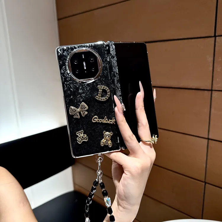 适用华为matex5手机壳折叠屏中轴新款x6典藏版x3高级感皮纹个性女