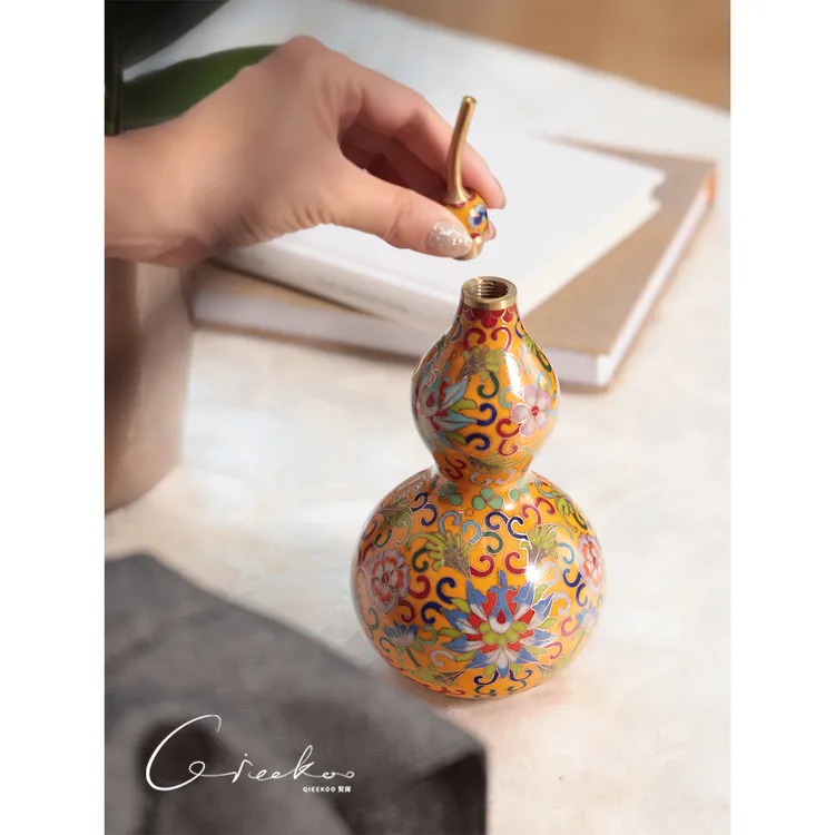 契阔家居Bravo“壁彩福禄”客厅桌面东方景泰蓝如意葫芦艺术摆件