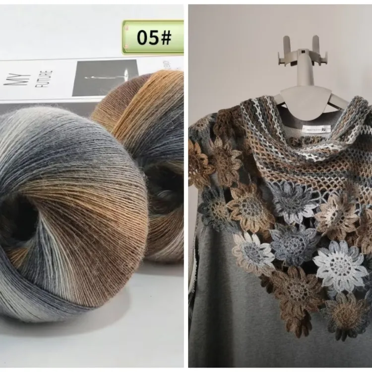 彩虹长段染羊毛线帽子钩织diy材料包手工编织围巾披肩外搭（送教程