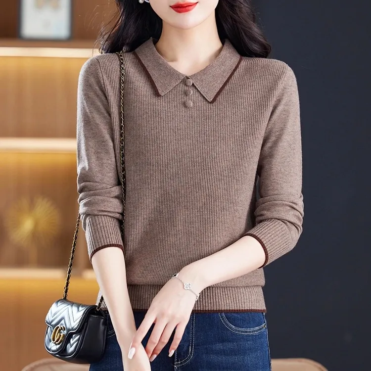 【DYJ】2024新款秋洋气套头毛衣时尚显瘦百搭打底衫长袖针织衫