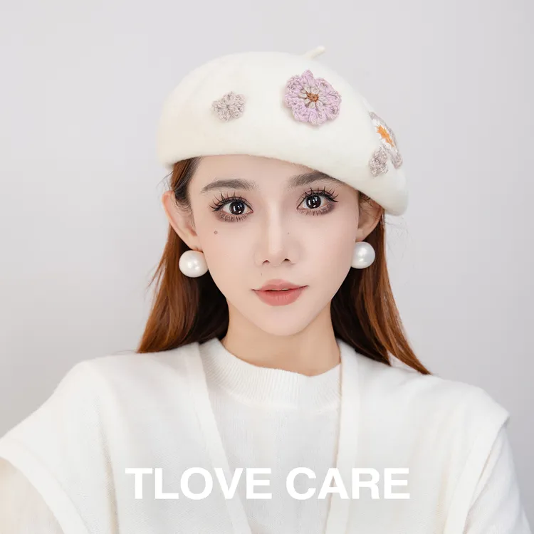 9890毛呢贝雷帽森系贝雷帽秋冬极简风帽子韩版女画家春秋