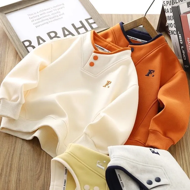 男童卫衣春秋款2025新款时尚春装中大童春季炸街上衣打底衫洋气