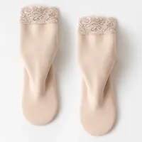 102绒袜子女中筒袜冬季蕾丝边加厚加绒保暖中筒