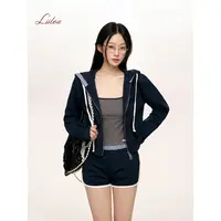 【雪宝专享】Liilou 25ss 有机棉 格纹拼接短款卫衣外套短裤套装