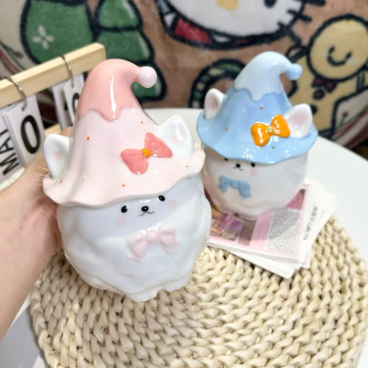 魔法萨摩耶陶瓷杯女生高颜值马克杯家用喝水杯子送女朋友生日礼物