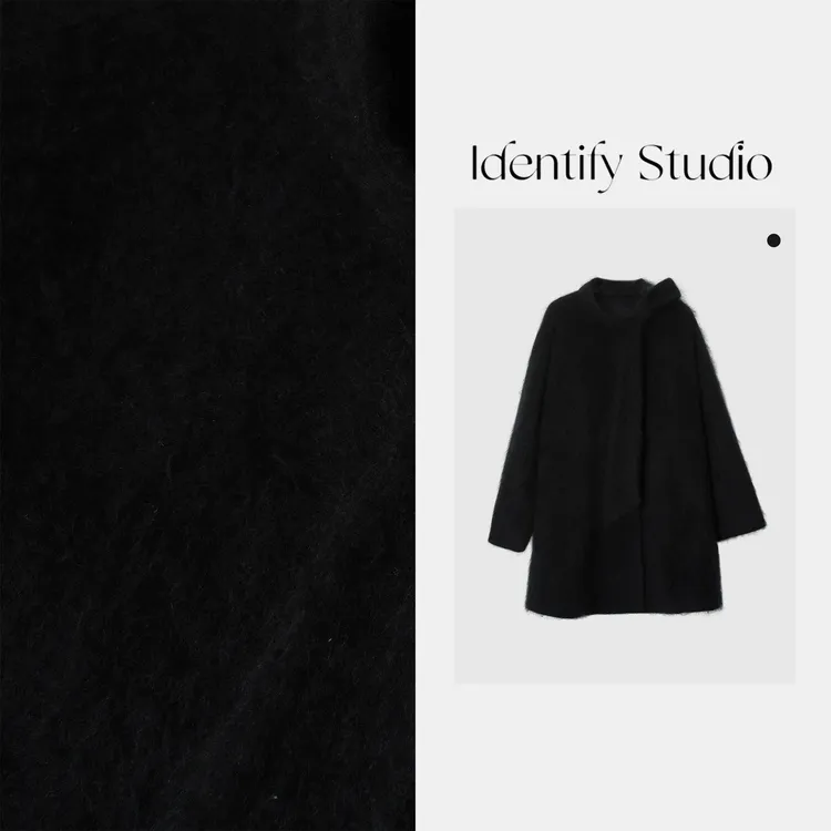 IDENTIFY冬季时尚新款围巾领设计单排扣羊毛外套25AWZX11015052