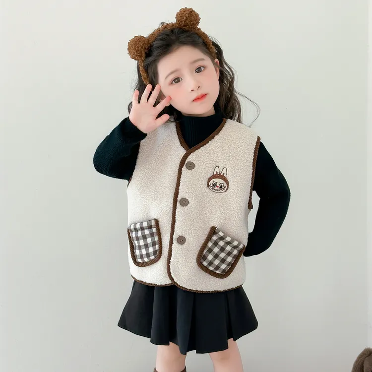 女童马甲秋冬洋气拉布布儿童衣服加绒加厚外套女宝宝秋装背心上衣