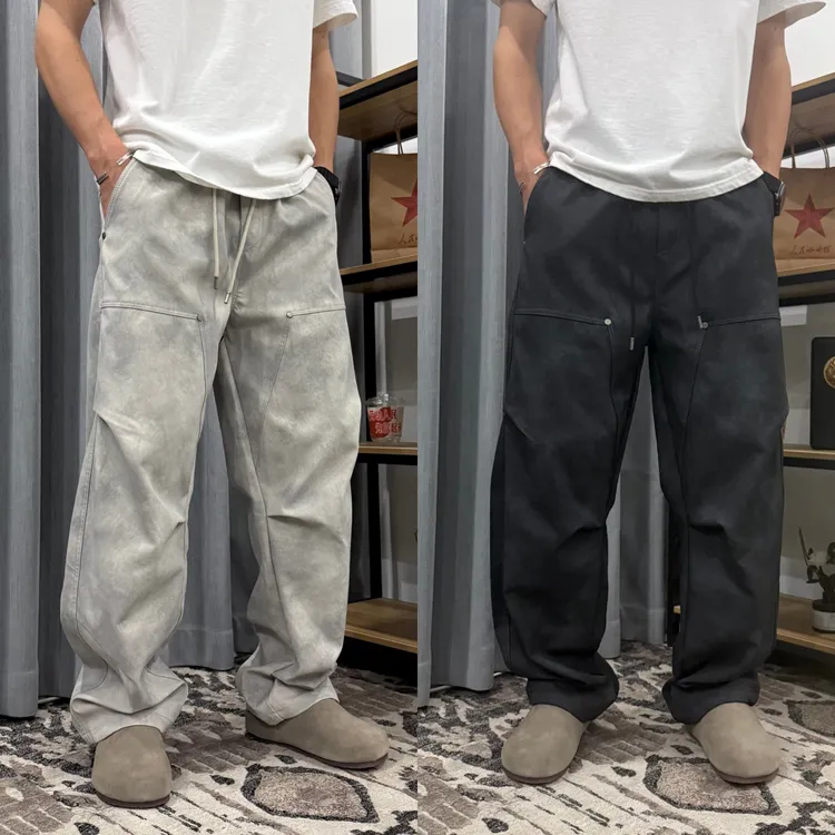裤子男2025秋季百搭宽松休闲弯刀裤潮男痞帅阔腿潮流脏脏裤潮