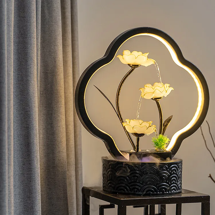 新中式流水摆件循环水客厅家居饰品玄关边几装饰水景乔迁新居礼品