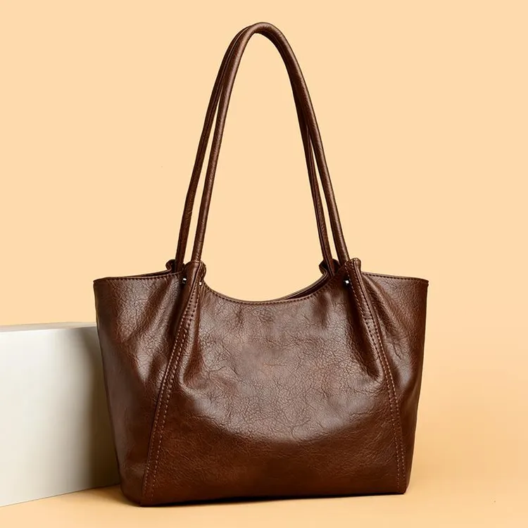 袋鼠真皮牛皮托特包2025新款韩版通勤休闲百搭单肩包大容量手提包