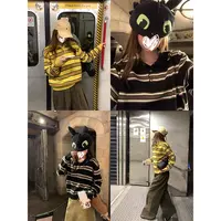 法式慵懒高级感黄色条纹毛衣针织衫氛围感穿搭早秋宽松polo领上衣