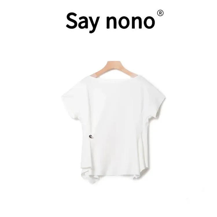 懒猫nonolSaynono收腰遮肉不规则T恤TX22619