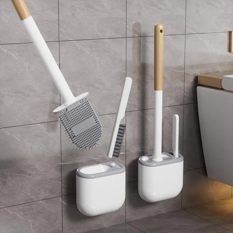 家用硅胶马桶刷带底坐挂壁套装多功能卫生间长柄清洁蹲便器厕所刷