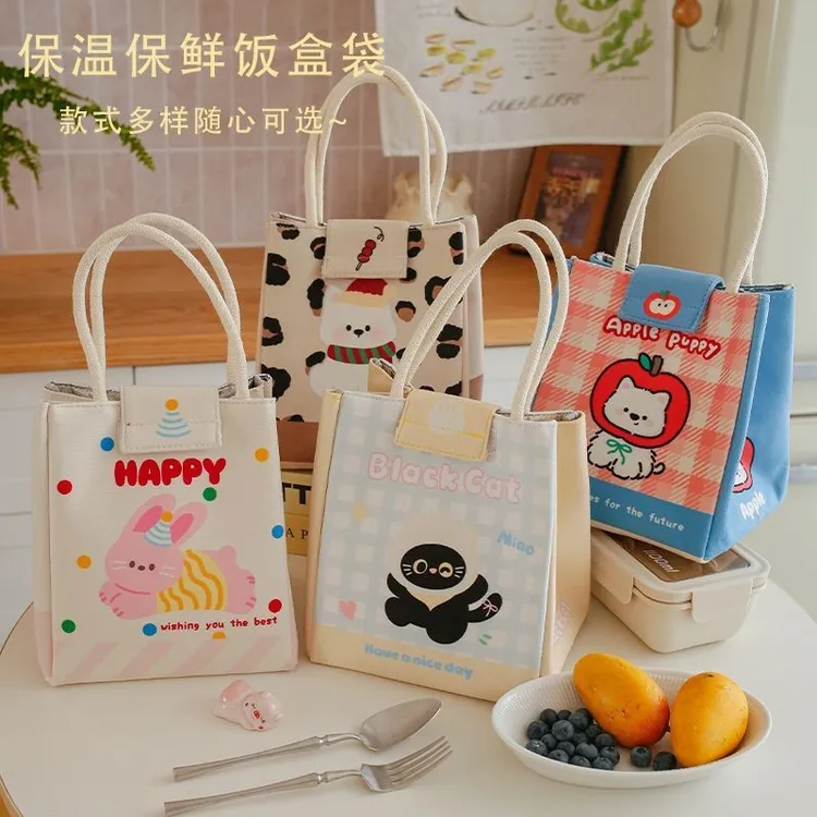 卡通保温饭盒袋手提包上班族通勤高颜值便携便当包学生饭盒包TTN
