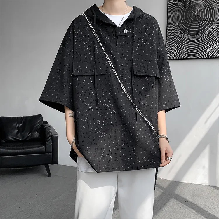 夏季休闲潮流上衣网红款高品质高垂感星空短袖大码T恤宽松