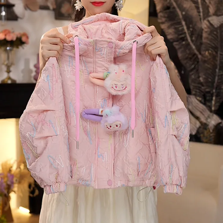 秋冬新款儿童时尚多巴胺连帽外套中大童洋气彩色条纹上衣HCD313