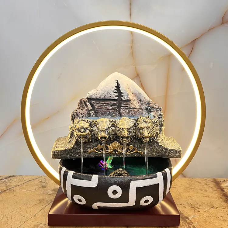 带灯圈45高岗仁波切风格手工摆件假山酒柜玄关工艺品创意家居装饰