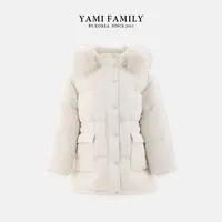 【小暖炉】YM 732 鹅绒服加厚保暖休闲简约纯色韩版大毛领羽绒服