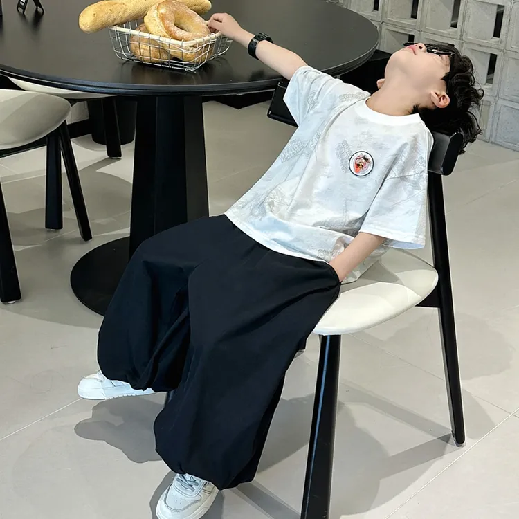 男童夏装套装2025新款儿童哪咤服装短袖男孩防蚊裤宝宝童装潮酷薄