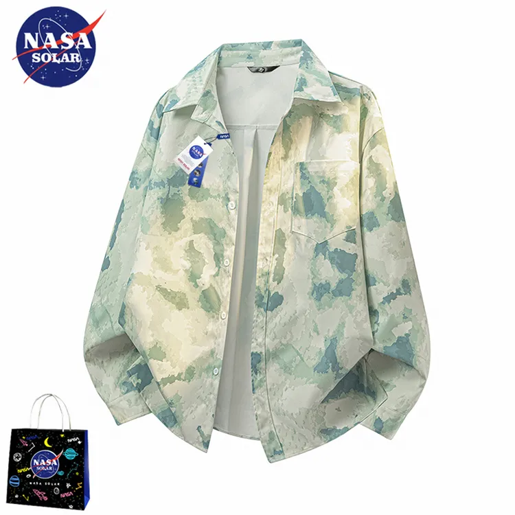 NASA SOLAR迷彩扎染长袖衬衫男士秋季新款痞帅百搭老钱风宽松外套