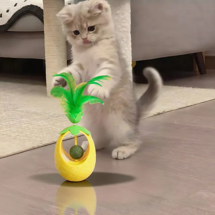 猫玩具全方位旋转猫薄荷不倒翁羽毛铃铛猫咪逗猫棒解闷猫咪益智用