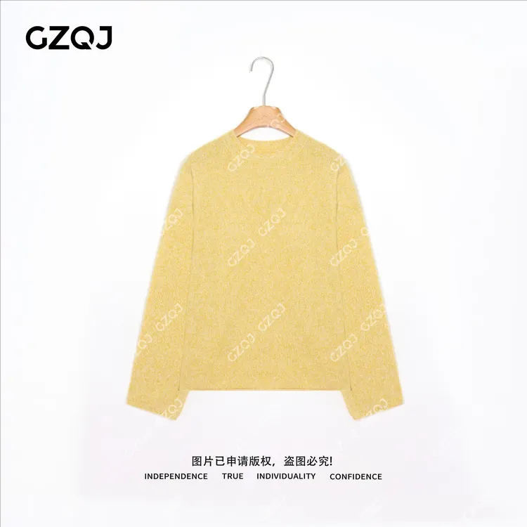 老琴私服【软糯奶fufu】花纱拉毛绵羊毛山羊绒针织毛衣女冬季76304