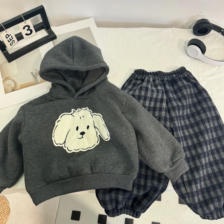 【加绒加厚】2025新款秋冬季加绒卫衣套装韩版洋气休闲男女童卫衣