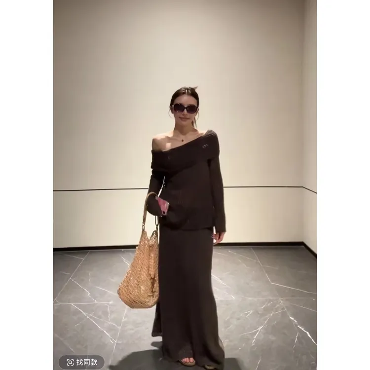 25秋季新品慵懒风宽松时尚长袖茶歇针织毛衣套装女