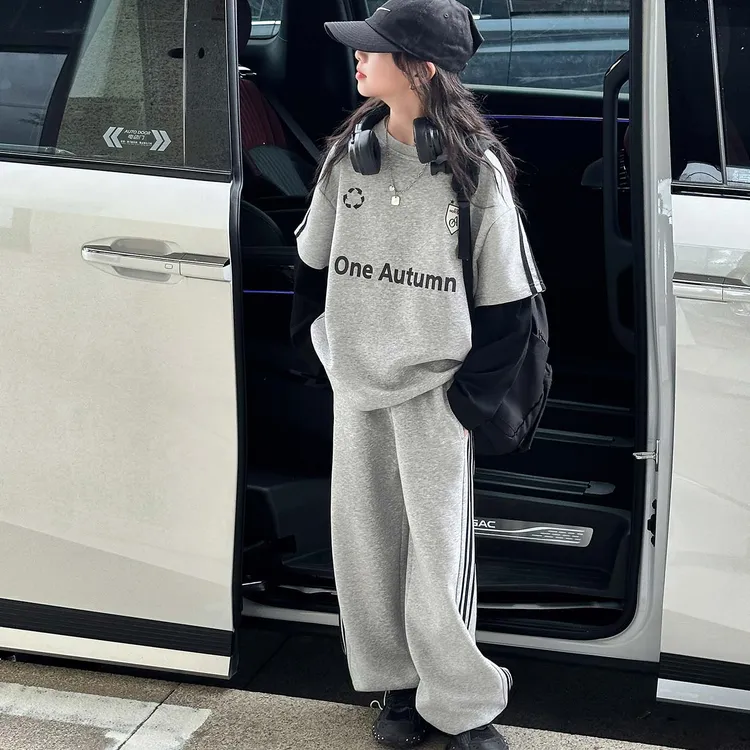 女童假两件卫衣套装秋款2025新款儿童洋气时髦中大童女孩秋季运动
