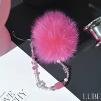 【甜粉毛球】歪歪高定手工手机链适用于安卓苹果磁吸壳