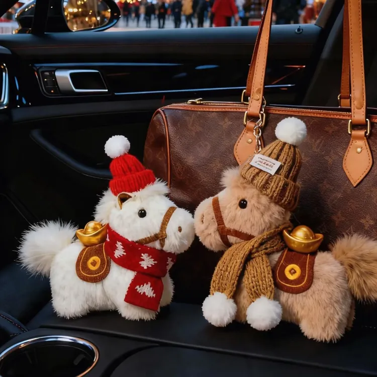 原创超可爱新年元宝小马书包包挂件钥匙扣送女友礼物挂饰车挂