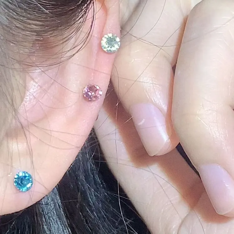 钛钢耳饰 施华洛耳钉【单只】爪镶 -灭菌发货 耳骨钉耳蜗钉医用钛钢